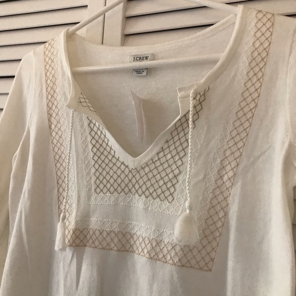 NWT J.Crew size XS cream embroidered sweater